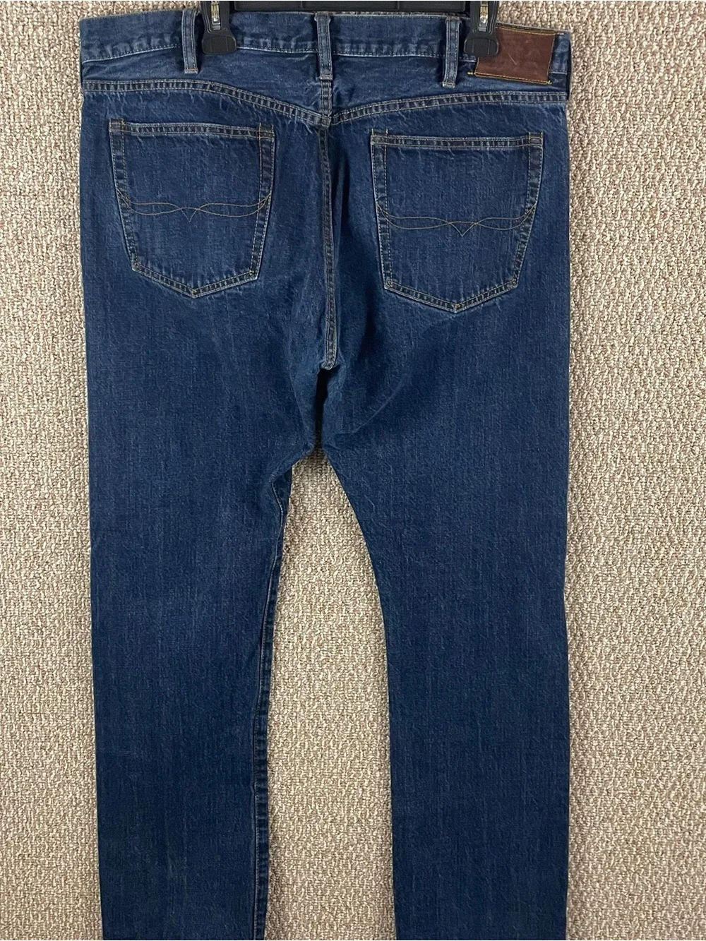 Polo Ralph Lauren Selvedge Jeans Mens 38 x 32 Slim Straight Dark Wash Denim 135
